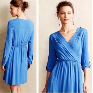 Anthropologie Mauve Lens Blue Wrap Dress